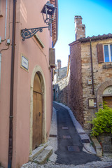 characteristic alley of Italian medieval village. Amelia, Umbria, Italy