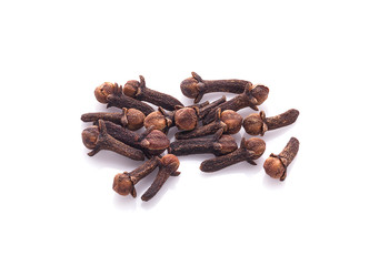 dry cloves on white background