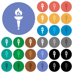 Torch round flat multi colored icons