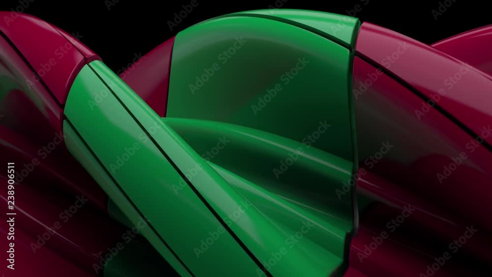 Poster 3d rendered abstract background. twisted reflective geometry. compex twisted segmented structure wit