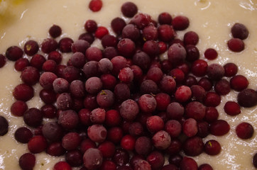  frozen lingonberries in a pie dough