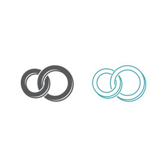 Vector picture of two wedding rings. Set of vector icons. Flat design. Monohrome