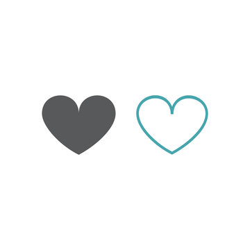 Vector picture of heart. Set of vector icons. Flat design. Monohrome