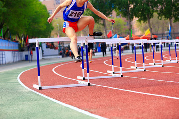 Hurdle race, on the track and field
