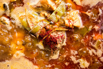Spanish Paella Preparation Ingredients