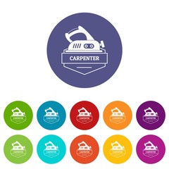 Carpenter icons color set vector for any web design on white background