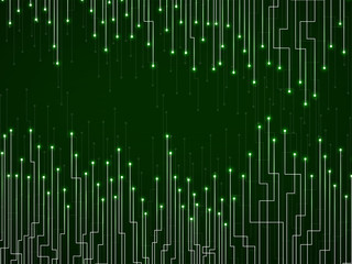 Abstract background of glowing lines and dots. Technology neon geometric graphic