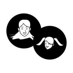 women smiling faces black and white