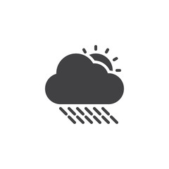 Rainy cloud and sun vector icon. filled flat sign for mobile concept and web design. Sunny, rainy weather simple solid icon. Symbol, logo illustration. Pixel perfect vector graphics