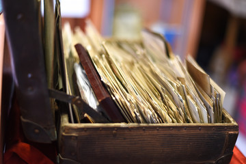 Box with old postcards 