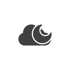 Cloud and crescent moon vector icon. filled flat sign for mobile concept and web design. Cloudy night weather simple solid icon. Symbol, logo illustration. Pixel perfect vector graphics