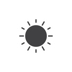 Sun shining vector icon. filled flat sign for mobile concept and web design. Sunny weather simple solid icon. Symbol, logo illustration. Pixel perfect vector graphics