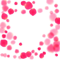 Pink rose petals falling vector valentine background.