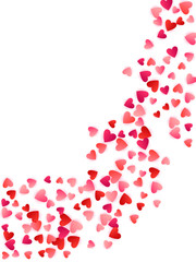 Red flying hearts bright love passion vector background.