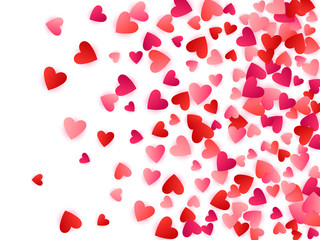 Red flying hearts bright love passion vector background.