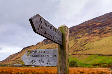 directional signpost to Scafell Pike