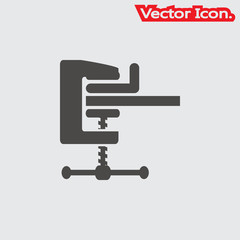 Clamp tool icon isolated sign symbol and flat style for app, web and digital design. Vector illustration.