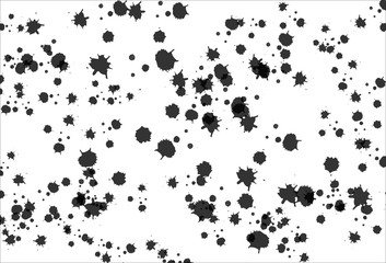 Black ink splatter and splashing, watercolor texture on white abstract background vector illustration