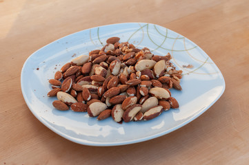 paranuts and almonds on plate