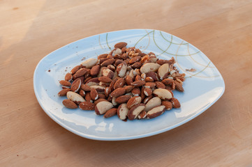 paranuts and almonds on plate