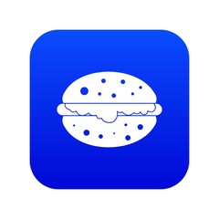Burger icon digital blue for any design isolated on white vector illustration