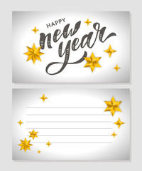 New Year Christmas lettering Calligraphy Brush Text Holiday Sticker gold illustration