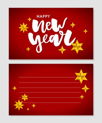New Year Christmas lettering Calligraphy Brush Text Holiday Sticker gold illustration