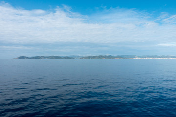 The coast of the island of ibiza from a boat