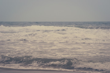 The incredible seascaping view of beach with blue sea in morocco in summer