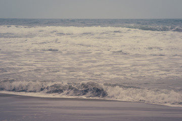 The incredible seascaping view of beach with blue sea in morocco in summer