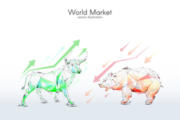 bull and bear stock Exchange low poly