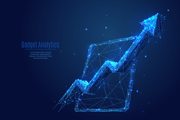 Arrow up and PC tablet device low poly