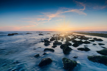 Fototapeta na wymiar moody seascape along the Dutch coast