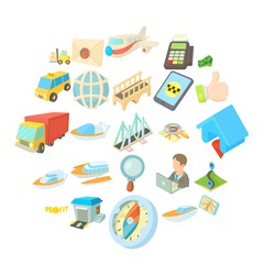 Business delivery icons set. Cartoon set of 25 business delivery vector icons for web isolated on white background