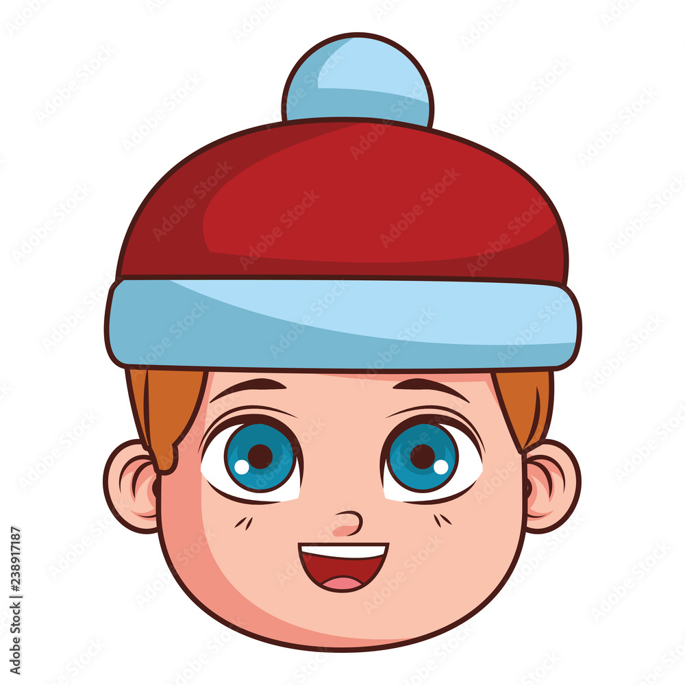 Canvas Prints cute winter boy face cartoon