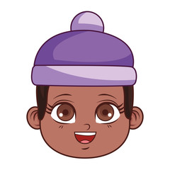 cute winter boy face cartoon