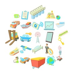 World transport network icons set. Cartoon set of 25 world transport network vector icons for web isolated on white background