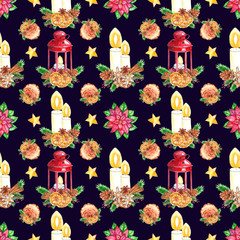 Watercolor Christmas seamless pattern