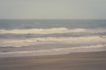 The incredible seascaping view of beach with blue sea in morocco in summer