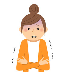 若い女性　ママ　悪寒