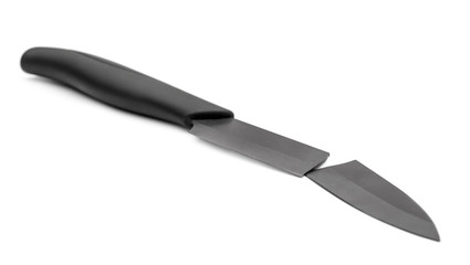 Broken knife on white background.