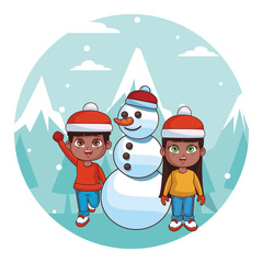 cute winter children cartoon