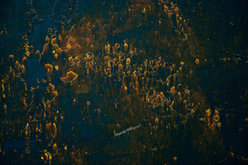 Blue golden vintage art background. Texture of decorative Venetian stucco. Sample. Gold magic book...