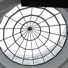 Metal and glass details of the interior of a modern office building.business background