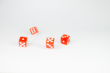 square dice in red on a white background