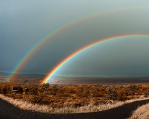 Fototapeta premium Iceland – Hraunfossar double rainbow