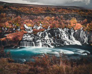 Iceland - Hraunfossar lava rock waterfalls