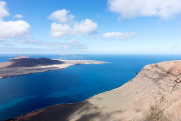 Fototapeta na wymiar Volcanic Island La Graciosa. View from Lanzarote, Canary Islands