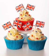 BRITISH FLAG CUPCAKES  CLOSE UP FOOD IMAGE