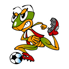 grasshopper football player with the ball mascot clipart